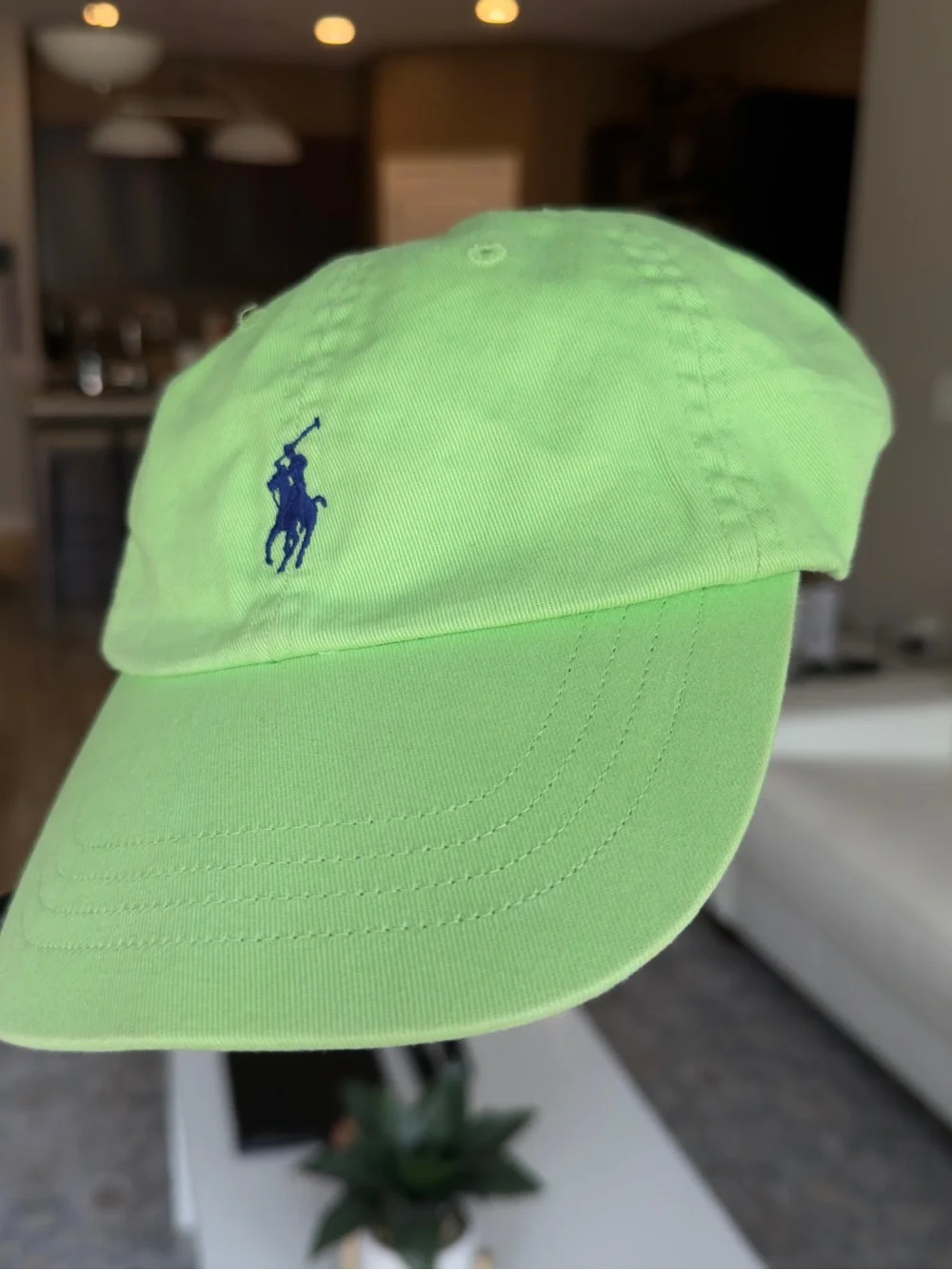 💯 Authentic Polo by Ralph Lauren Lime Green Cap with Navy Pony Logo